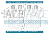 3.000" ID x 4" Long Flex Coupling (Interlock Liner) 304 Stainless