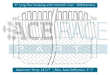 3.500" ID x 6" Long Flex Coupling (Interlock Liner) 304 Stainless